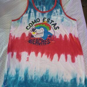 Isaac Morris Sleeveless Funny Como Estas Beaches Shark Tank Top Tie Dye mens 2XL